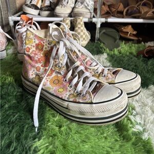 Converse Pink and Orange High-Top Sneakers